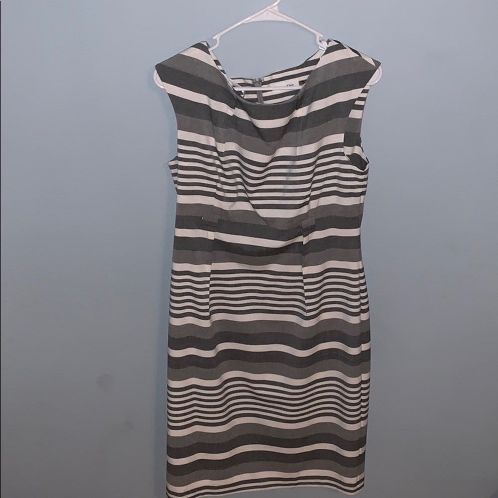 Gray and white striped dress